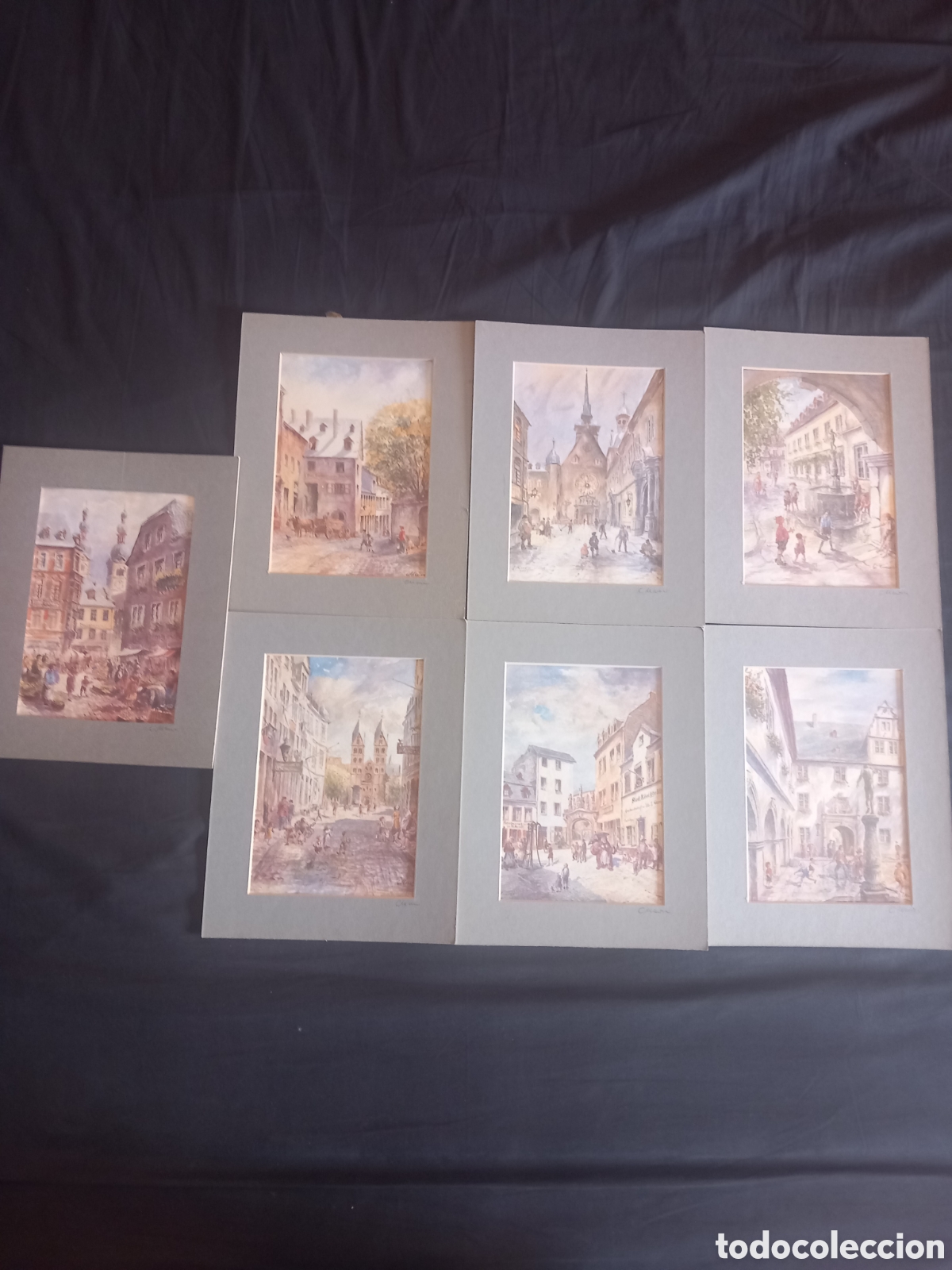 Arte: Lote 7 laminas de Lotte Meurer con paspartu firmado