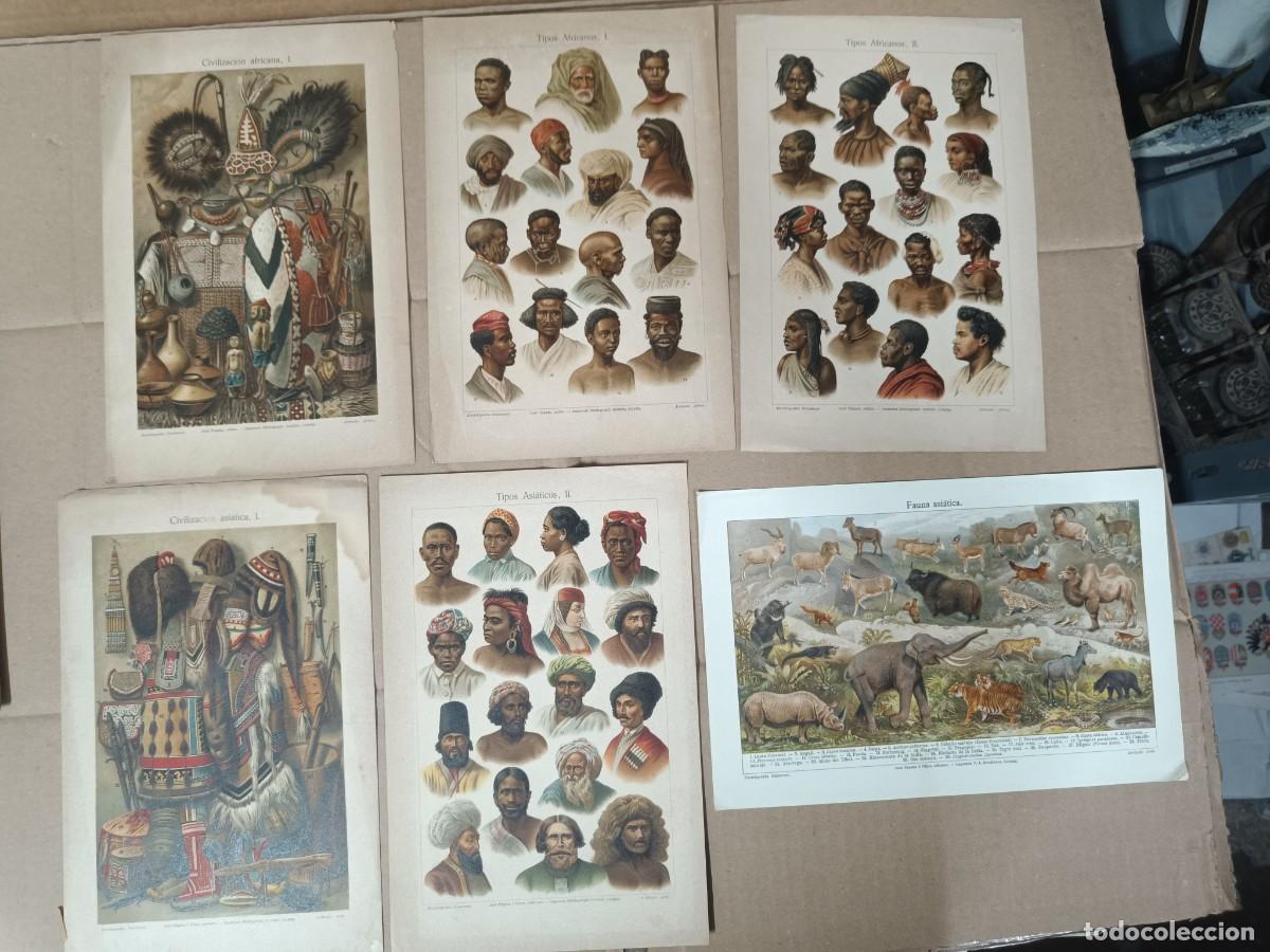 Arte: LOTE COLECCION 6 ANTIGUAS LAMINAS, TIPOS Y OBJETOS ETNICOS AFRICA Y ASIA, FINAL XIX - PPS S. XX -P28