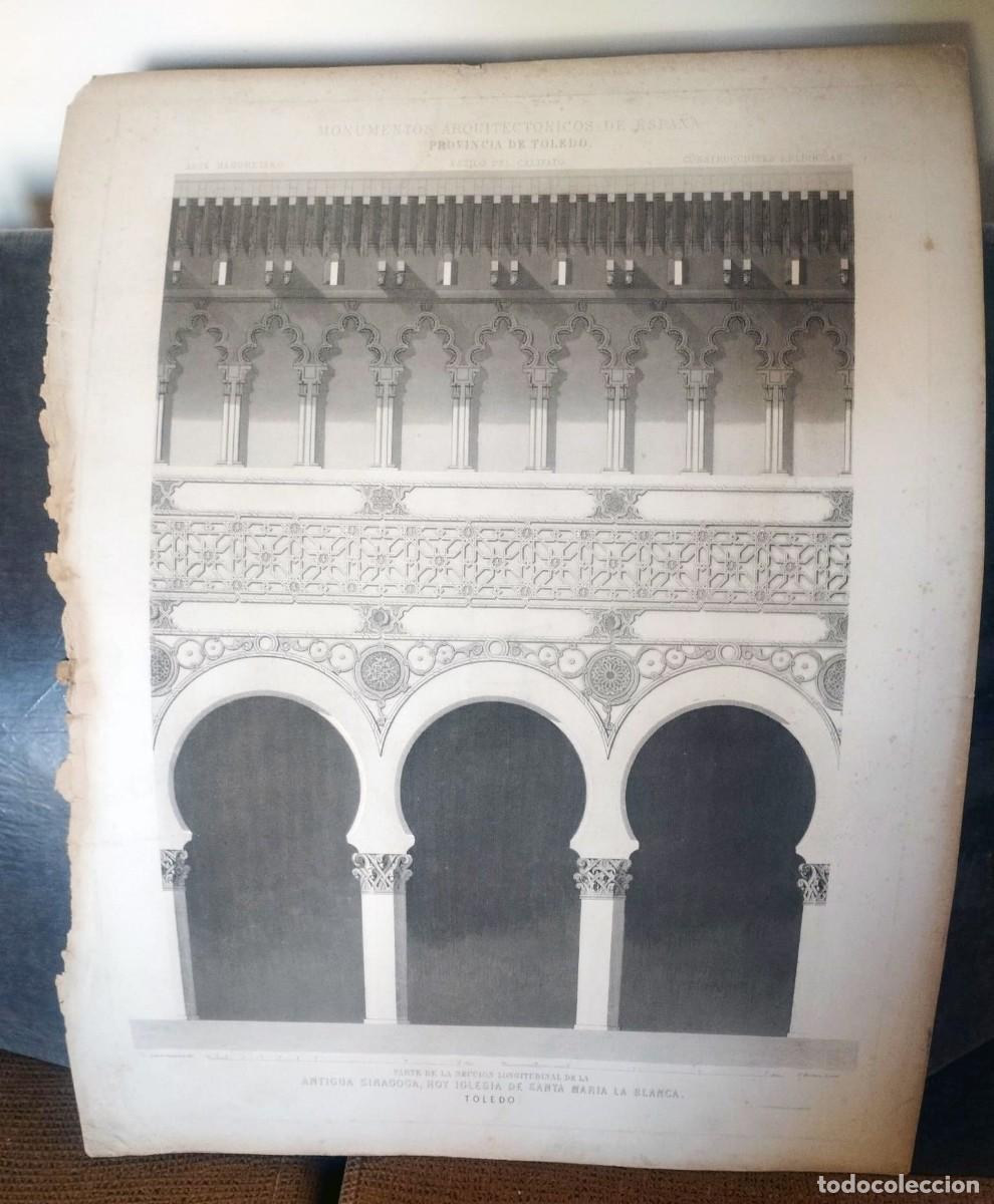 Arte: Lote 2 Grabados Originales S. XIX Toledo - Monumentos Arquitect&oacute;nicos de Espa&ntilde;a