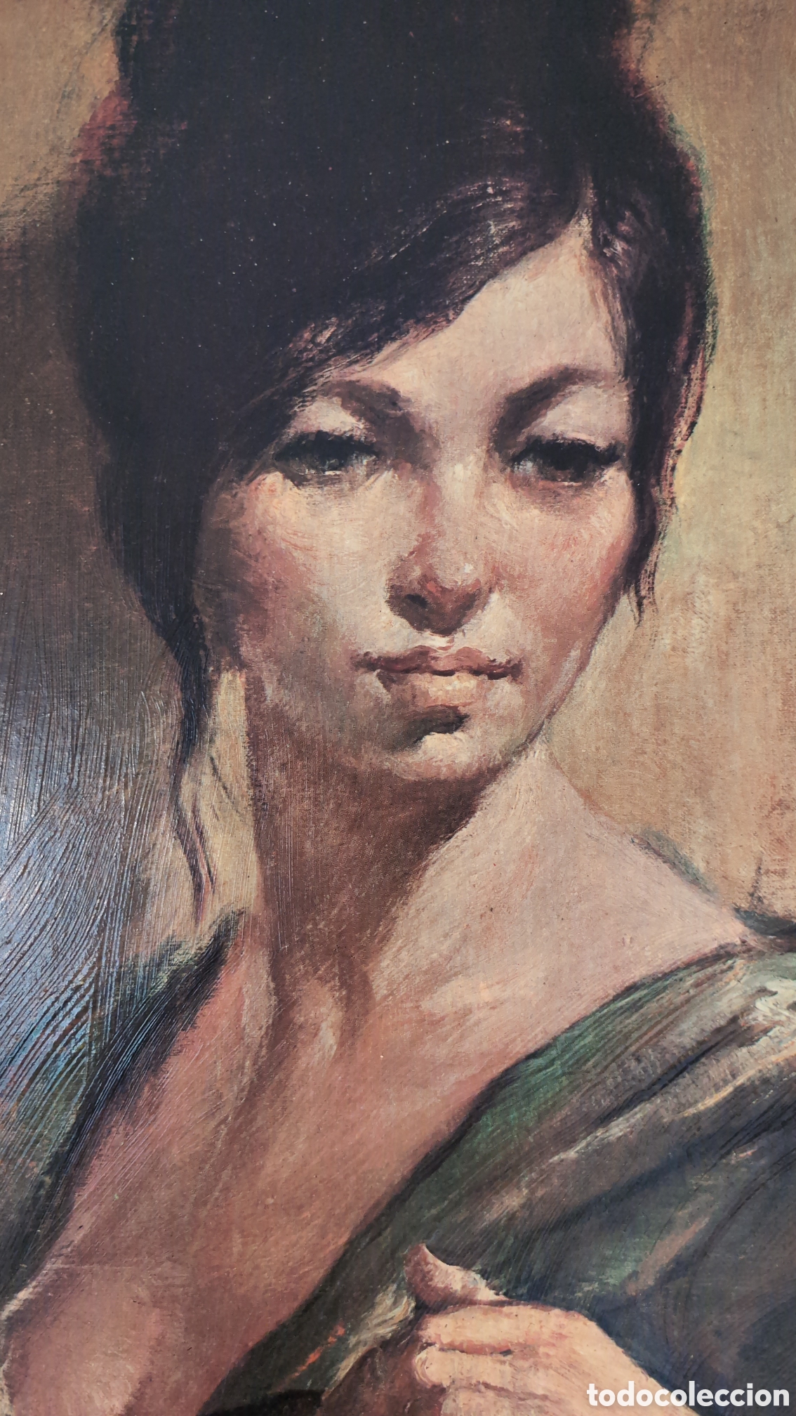 Arte: Cuadro antiguo mujer con cesta de frutas - Foto 3