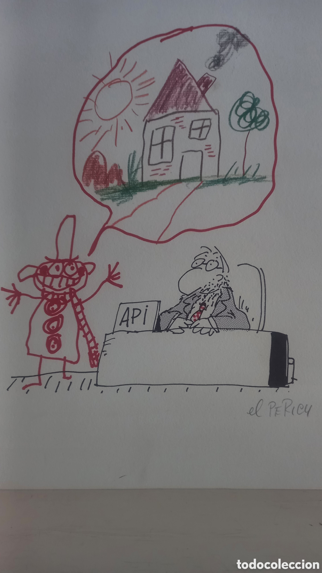 Arte: EL PERICH. Dibujo o l&aacute;mina de tirada limitada. 42x 32 ctms. Firma original a l&aacute;piz