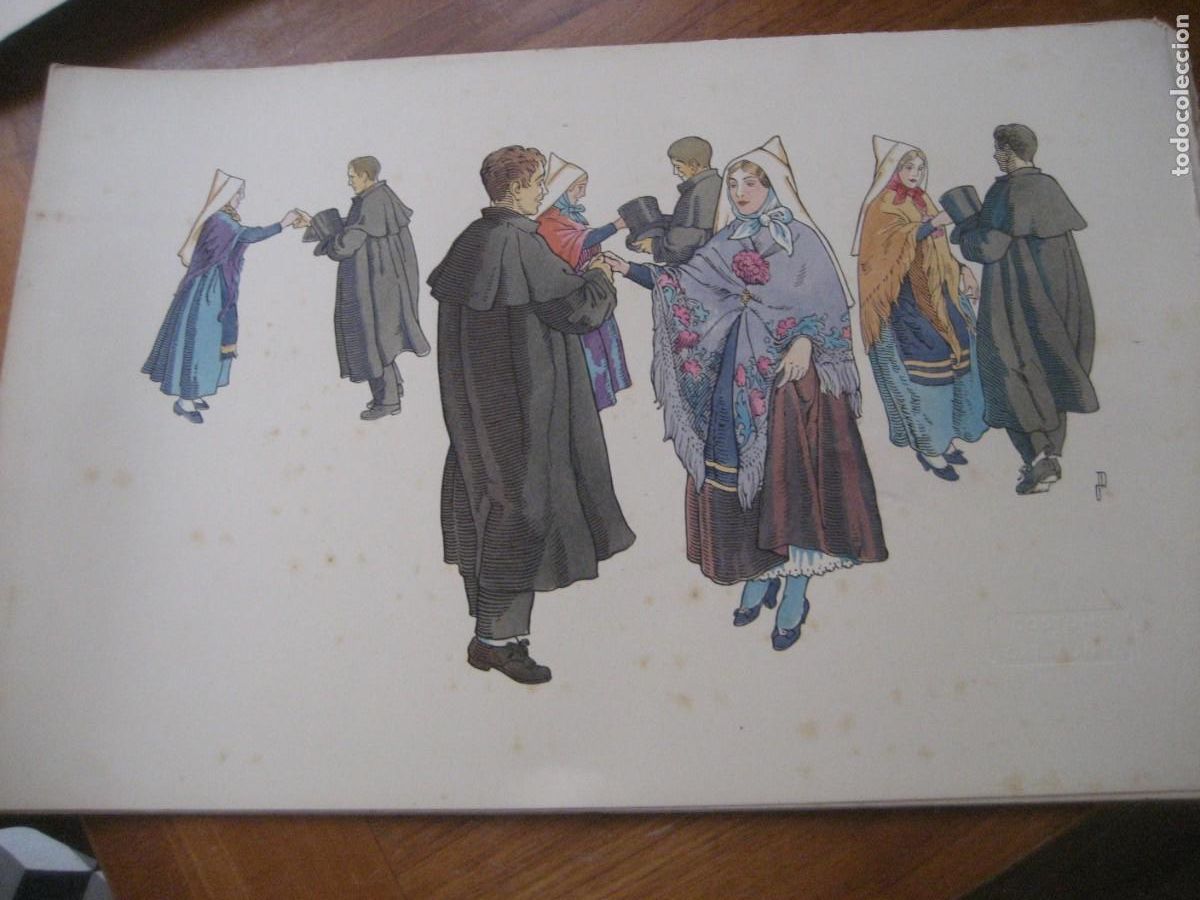 Arte: L&aacute;mina Ball de Gambetos Sant Joan Abadesses Ribot - Costums de Catalunya - Imp Oliva de Vilanova