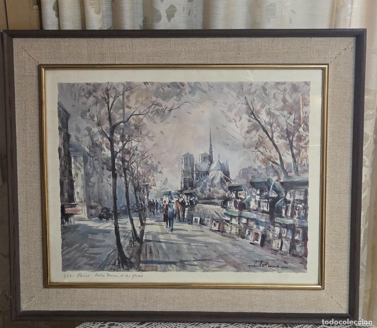 Arte: Cuadro Vintage Par&iacute;s &rdquo;Notre Dame et les Quais&rdquo; &mdash; M. Legendre (A&ntilde;os 60/70).