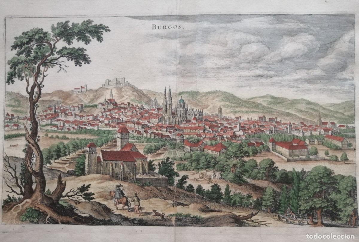 Arte: MERIAN L&Aacute;MINA DE BURGOS ESPA&Ntilde;A. 1632 COLOREADA DE &Eacute;POCA. 35,5 X 30 CM.