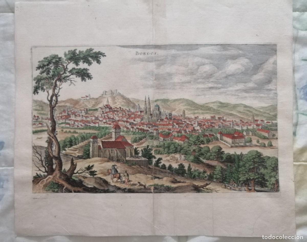 Arte: MERIAN L&Aacute;MINA DE BURGOS ESPA&Ntilde;A. 1632 COLOREADA DE &Eacute;POCA. 35,5 X 30 CM.