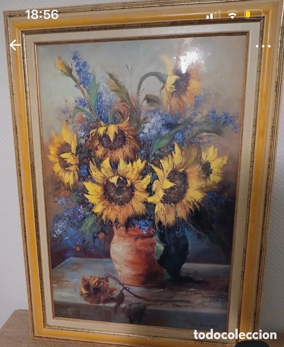 Arte: Cuadro vintage jarr&oacute;n con girasoles de Lee Man Wook - L&aacute;mina art&iacute;stica enmarcada de gran lujo