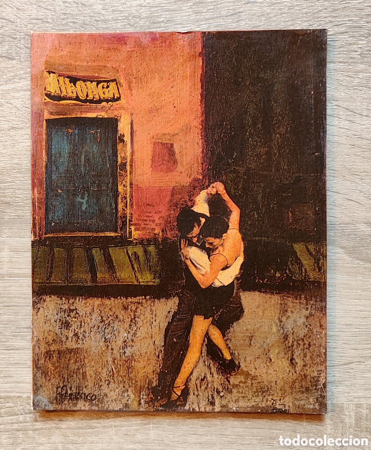 Arte: Cuadro original del artista Gerardo Persi, titulado Milonga. 18,5 x 23, 5 cm