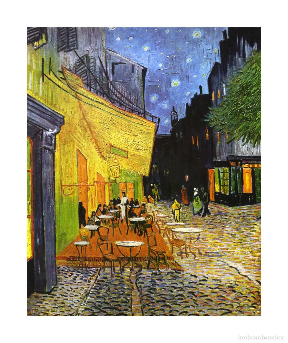 Arte: L&aacute;mina (38 x 32 cm) del cuadro Terraza del Caf&eacute; de la Place du Forum en Arl&eacute;s, de Vincent van Gogh.