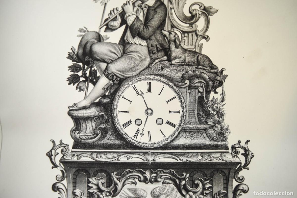 Arte: L&aacute;mina grabada - Reloj franc&eacute;s - Foto 3