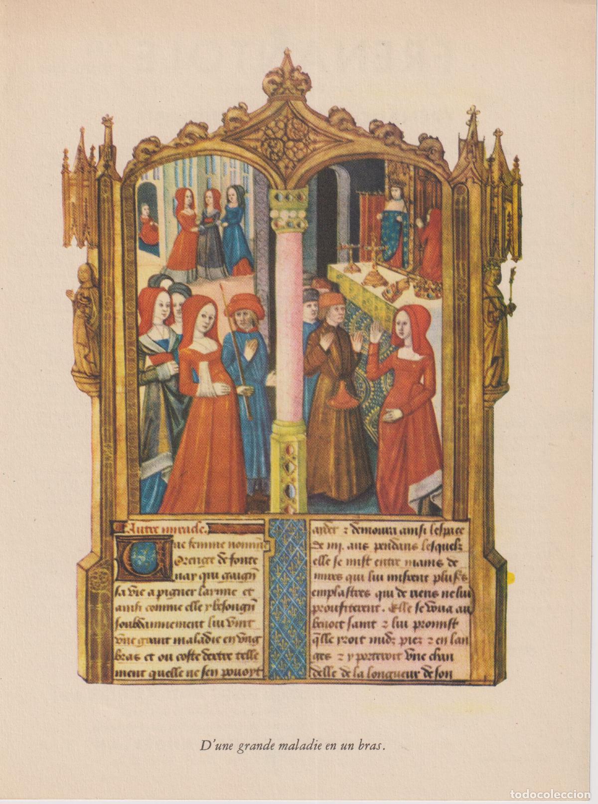 Arte: L&Aacute;MINA DE UNA MINIATURA DEL S.XV - MANUSCRITO MEDIEVAL FRANC&Eacute;S - VIDA Y MILAGROS DE SAN LUIS