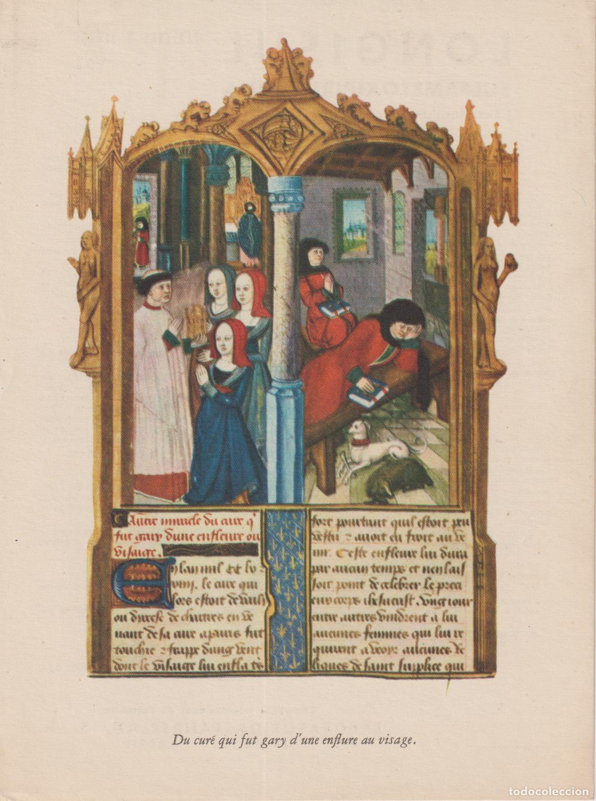 Arte: L&Aacute;MINA DE UNA MINIATURA DEL S.XV - MANUSCRITO MEDIEVAL FRANC&Eacute;S - VIDA Y MILAGROS DE SAN LUIS