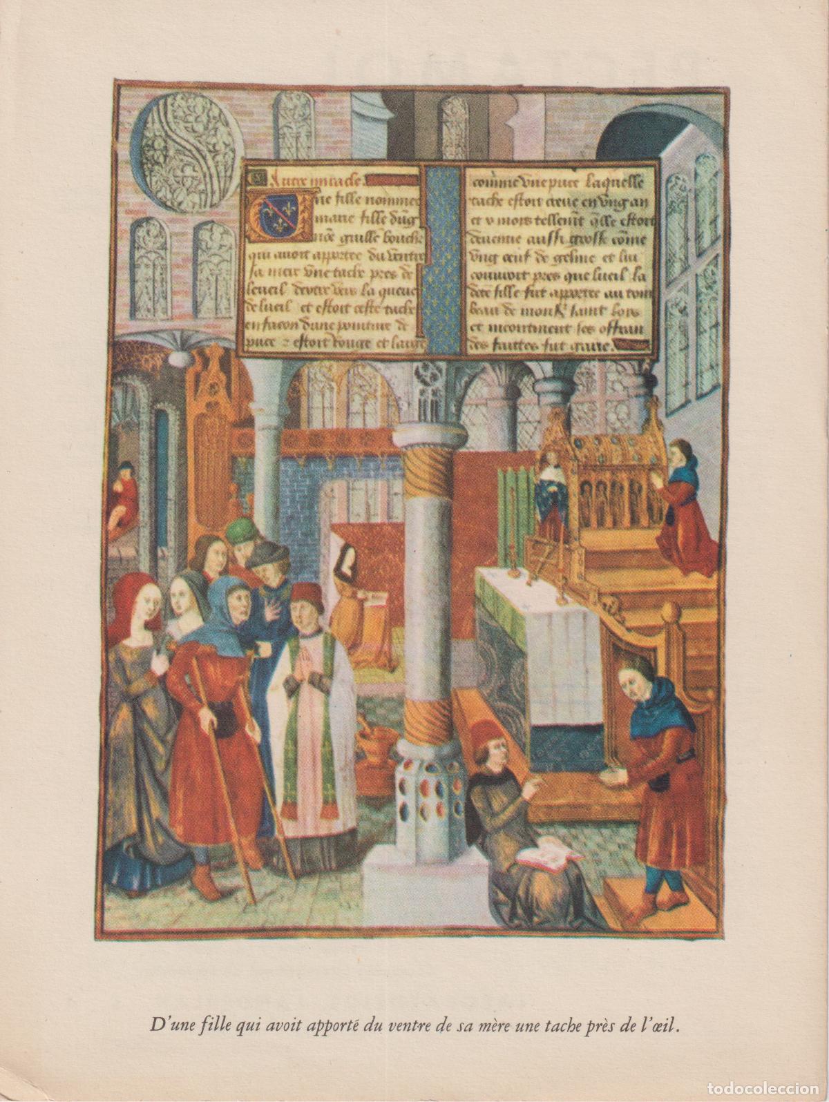 Arte: L&Aacute;MINA DE UNA MINIATURA DEL S.XV - MANUSCRITO MEDIEVAL FRANC&Eacute;S - VIDA Y MILAGROS DE SAN LUIS
