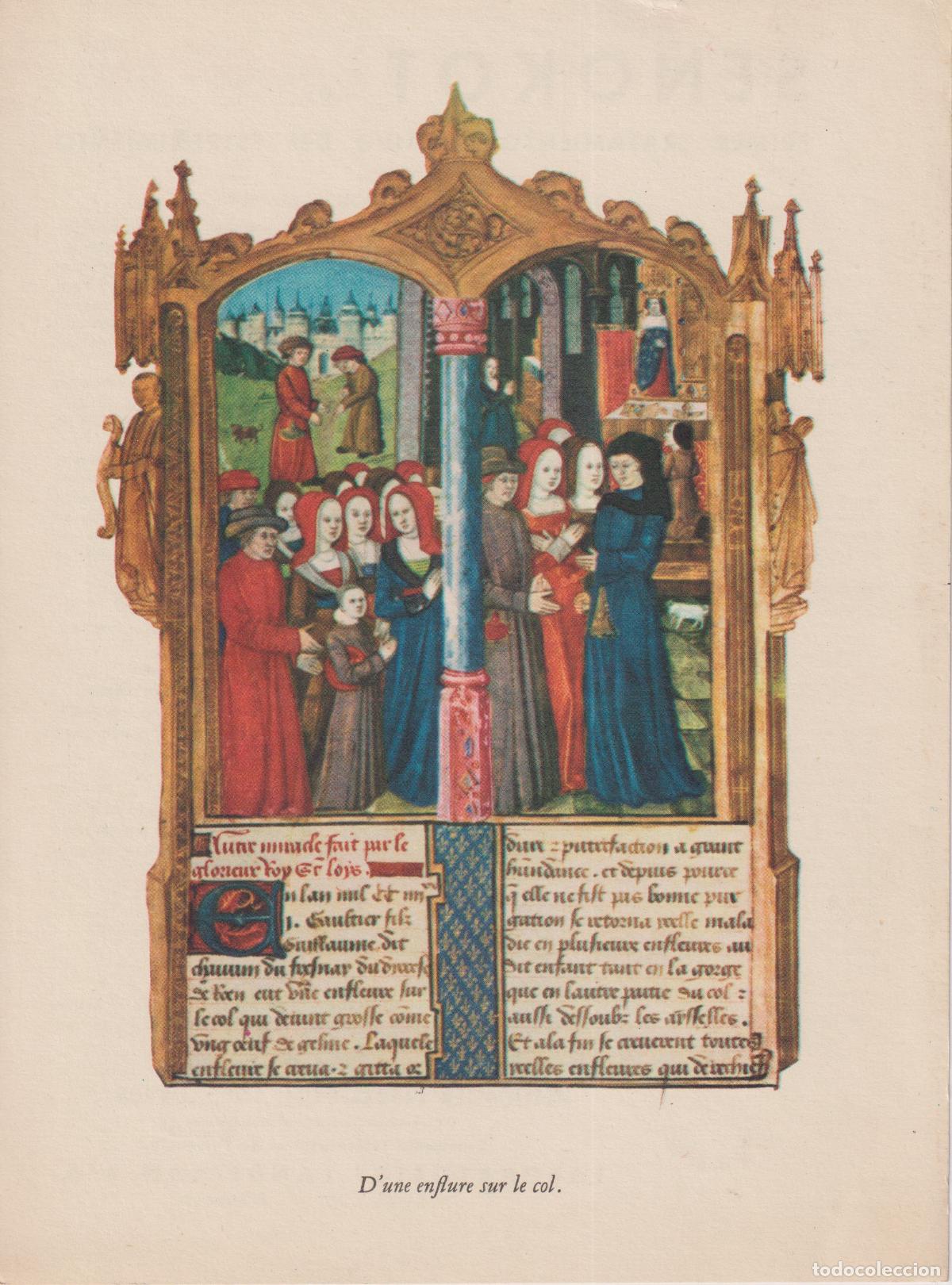 Arte: L&Aacute;MINA DE UNA MINIATURA DEL S.XV - MANUSCRITO MEDIEVAL FRANC&Eacute;S - VIDA Y MILAGROS DE SAN LUIS
