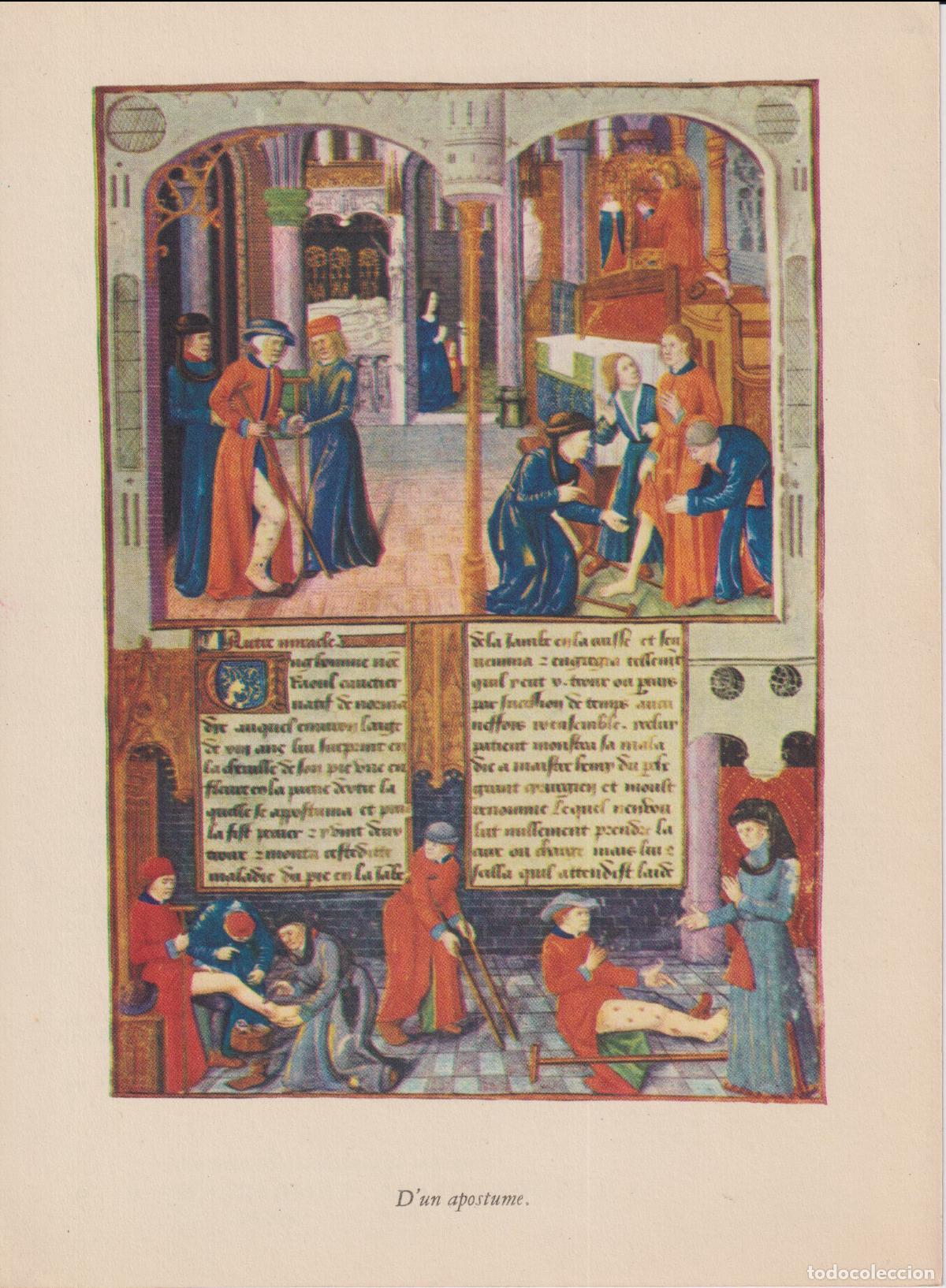 Arte: L&Aacute;MINA DE UNA MINIATURA DEL S.XV - MANUSCRITO MEDIEVAL FRANC&Eacute;S - VIDA Y MILAGROS DE SAN LUIS