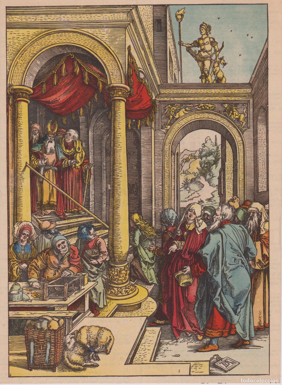 Arte: ANTIGUA L&Aacute;MINA DE UNA OBRA DE ALBERTO DURERO, LA PRESENTACI&Oacute;N DE LA VIRGEN EN EL TEMPLO(1504/1505)
