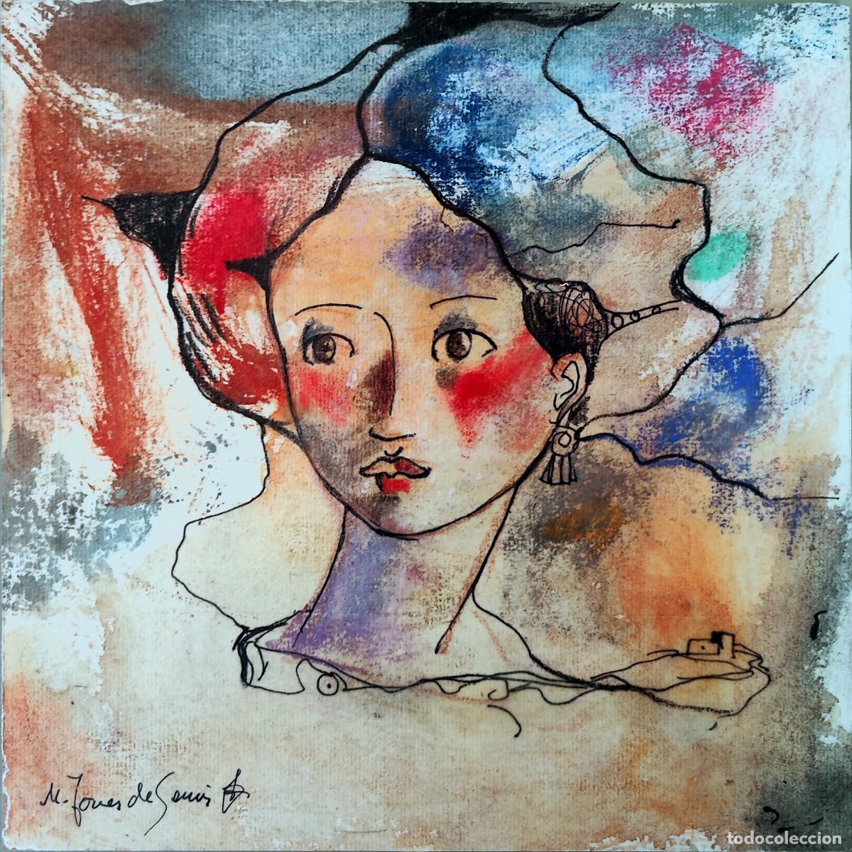 Arte: Lamina de Miquel Tornero de Semir. Retrato femenino. 24 x 24 cm
