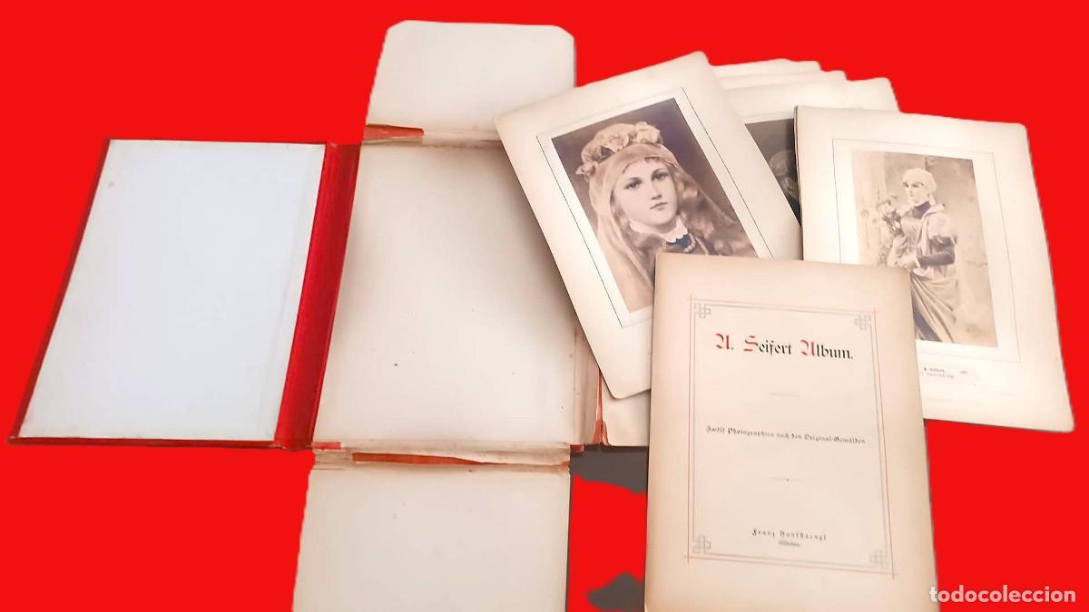 Arte: Antiguo &aacute;lbum del siglo XIX con l&aacute;minas en su interior.