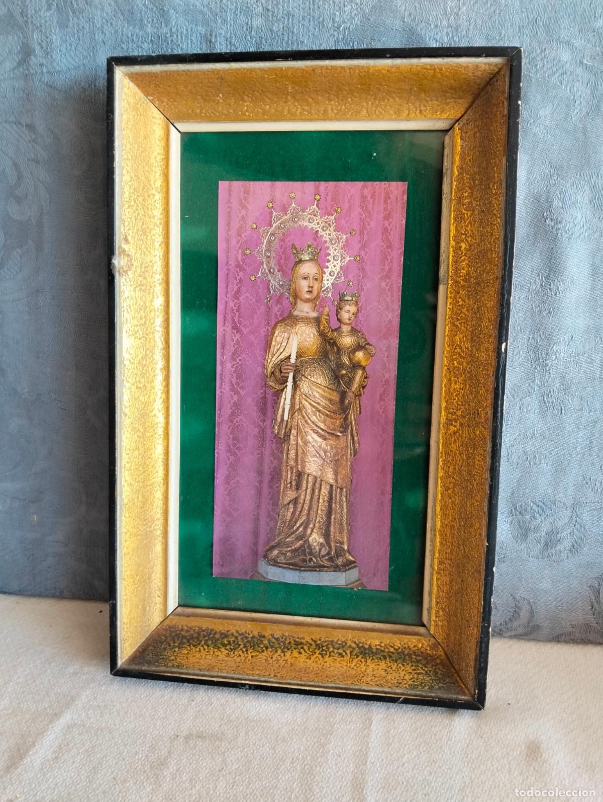 Art: Cuadro antiguo lamina enmarcada de la Virgen de l'Alba patrona ciudad de Manresa de los a&ntilde;os 60-70