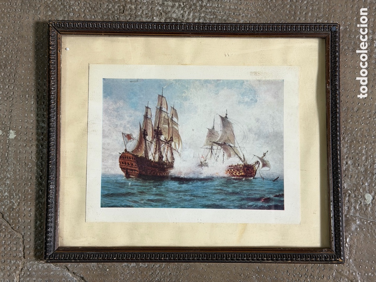Arte: L&aacute;mina Batalla de Barcos enmarcada - Foto 2