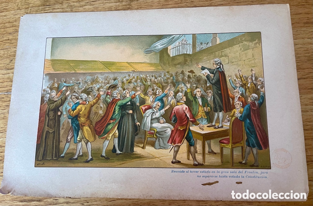 Arte: L&aacute;mina hist&oacute;rica antigua &ldquo;Juramento del Juego de Pelota&rdquo; &ndash; Revoluci&oacute;n Francesa, Versalles 1789