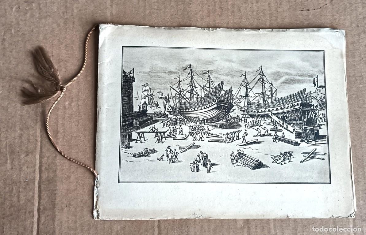 Arte: Litograf&iacute;a o grabado vista de los astilleros 1748 - La empresa nacional Elcano de la marina mercante