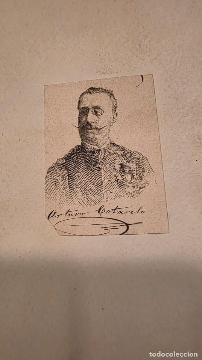 Arte: Antigua l&aacute;mina retrato militar Arturo Cotarelo &ndash; grabado de &eacute;poca &ndash; Militaria espa&ntilde;ola &ndash; 29 &times; 18 cm