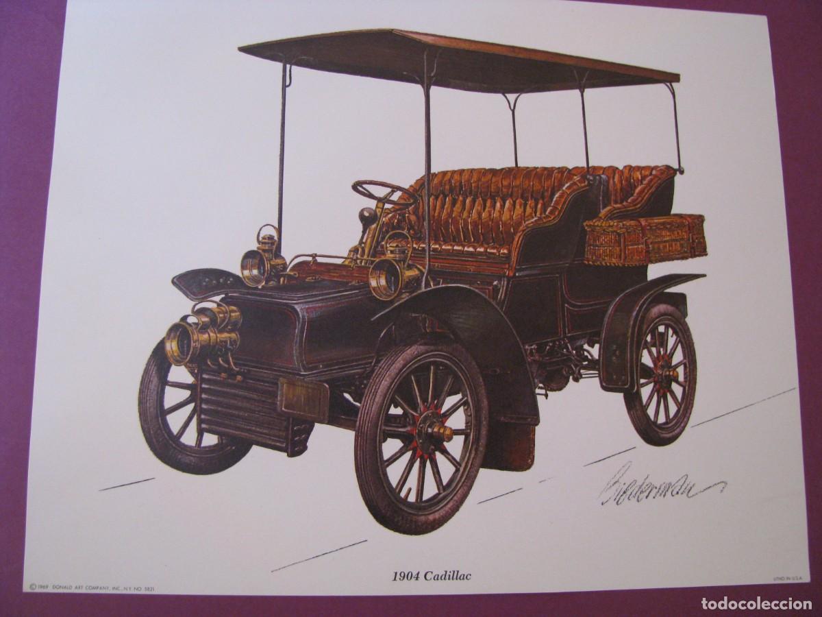 Arte: LAMINA DE JEROME BIEDERMAN. 1904 CADILLAC. DONALD ART COMPANY 1969. 25X20 CM.