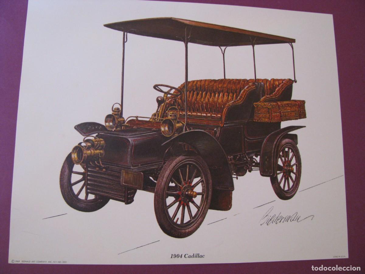Arte: LAMINA DE JEROME BIEDERMAN. 1904 CADILLAC. DONALD ART COMPANY 1969. 25X20 CM.
