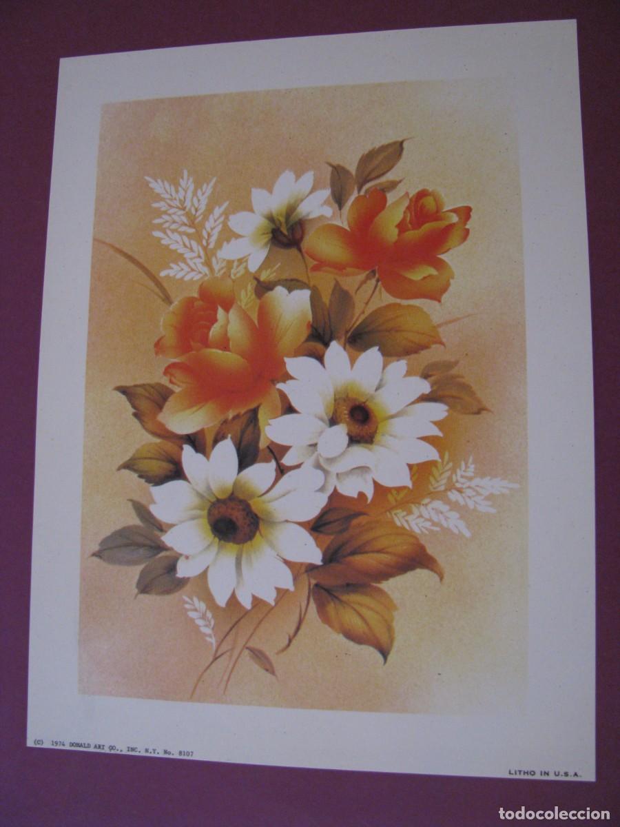 Arte: LAMINA DE DONALD ART CO. EE.UU. FLORES. 1974. 20X15 CM