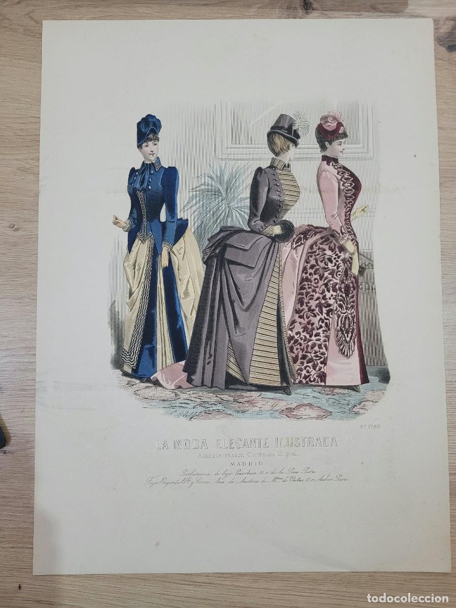 Arte: LAMINA ANTIGUA MODA ELEGANTE ILUSTRADA MADRID N 1788 FIGURIN