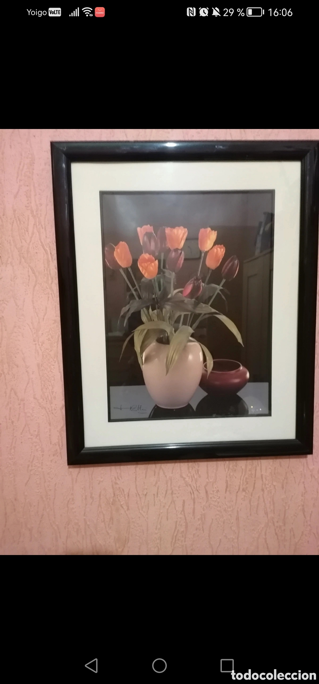Arte: Cuadro Moderno L&aacute;mina Tulipanes Naranjas Marco negro