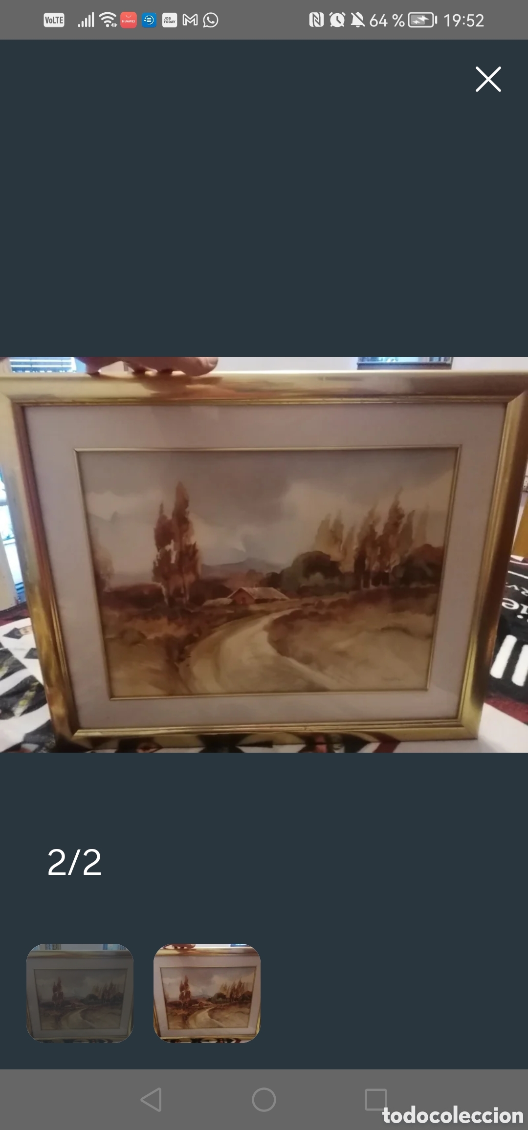Arte: Cuadro Cl&aacute;sico paisaje difuminado Marco Dorado con parspatu.