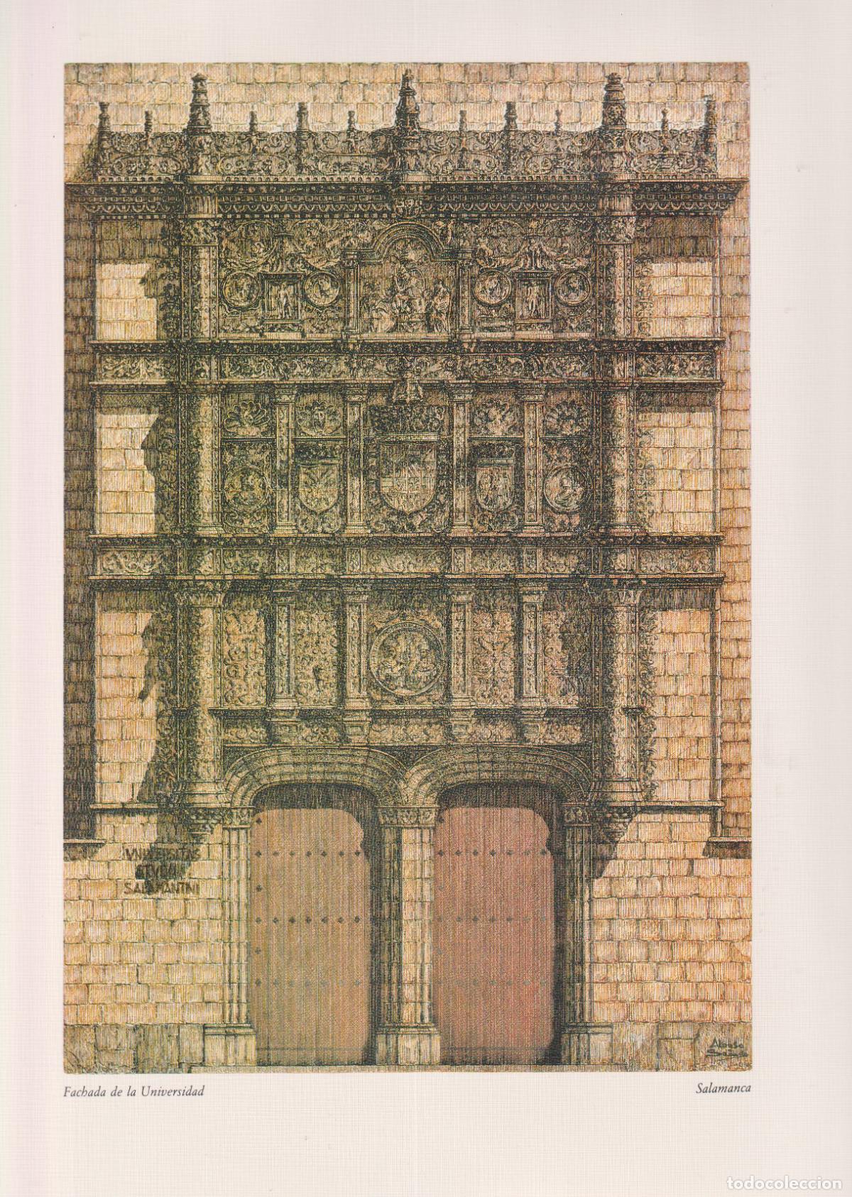 Arte: LAMINA FACHADA DE LA UNIVERSIDAD - SALAMANCA - CARLOS ALONSO SA&Ntilde;UDO - 1987 - (32,5X25)