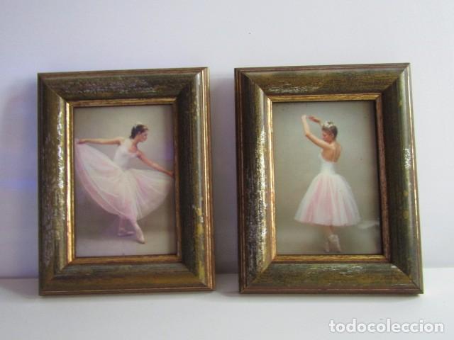 Arte: PRECIOSO LOTE DE 2 CUADRITOS CON BAILARINAS BALLET S.XX - 17 CM