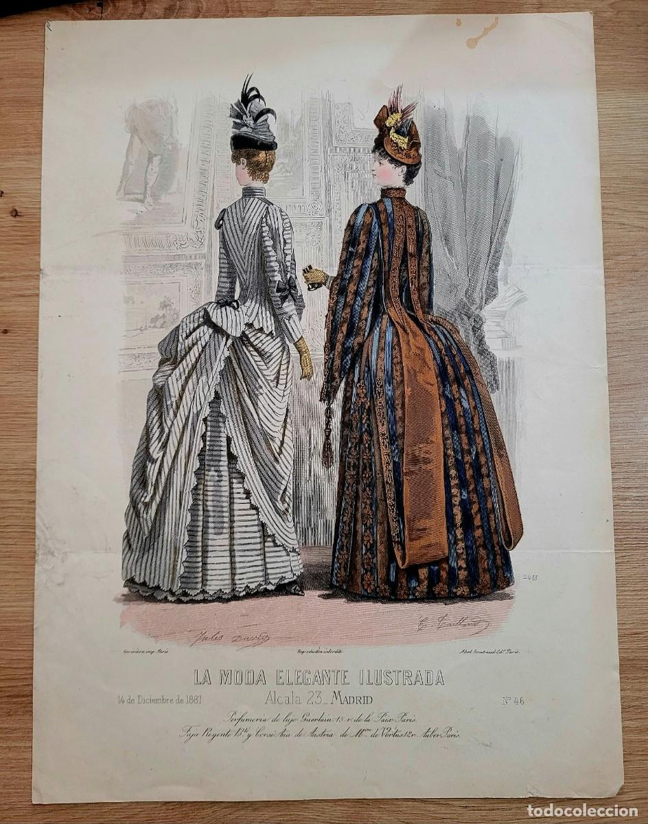 Arte: LAMINA ANTIGUA 1887 LA MODA ELEGANTEJULES DAVID DAMAS POLIZON GUERLAIN 37.5X27