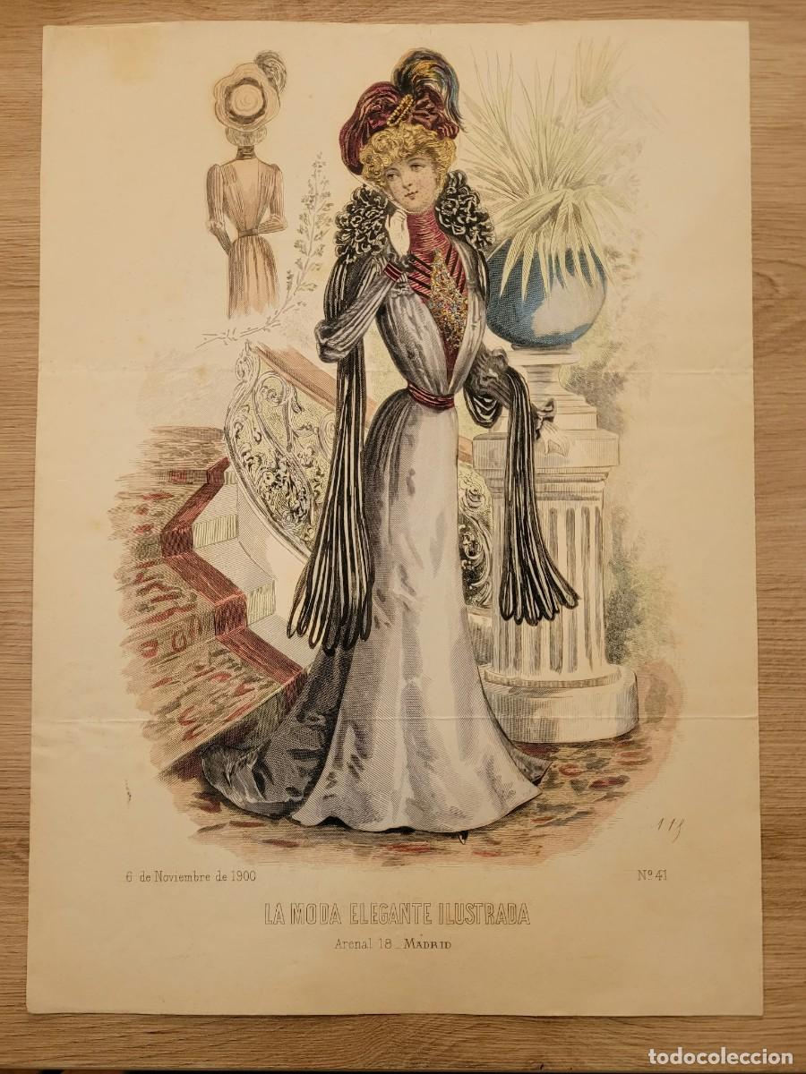 Arte: LAMINA ANTIGUA 1900 LA MODA ELEGANTE MADRID ARENAL BELLE EPOQUE MODA N 41 37.5X27cm