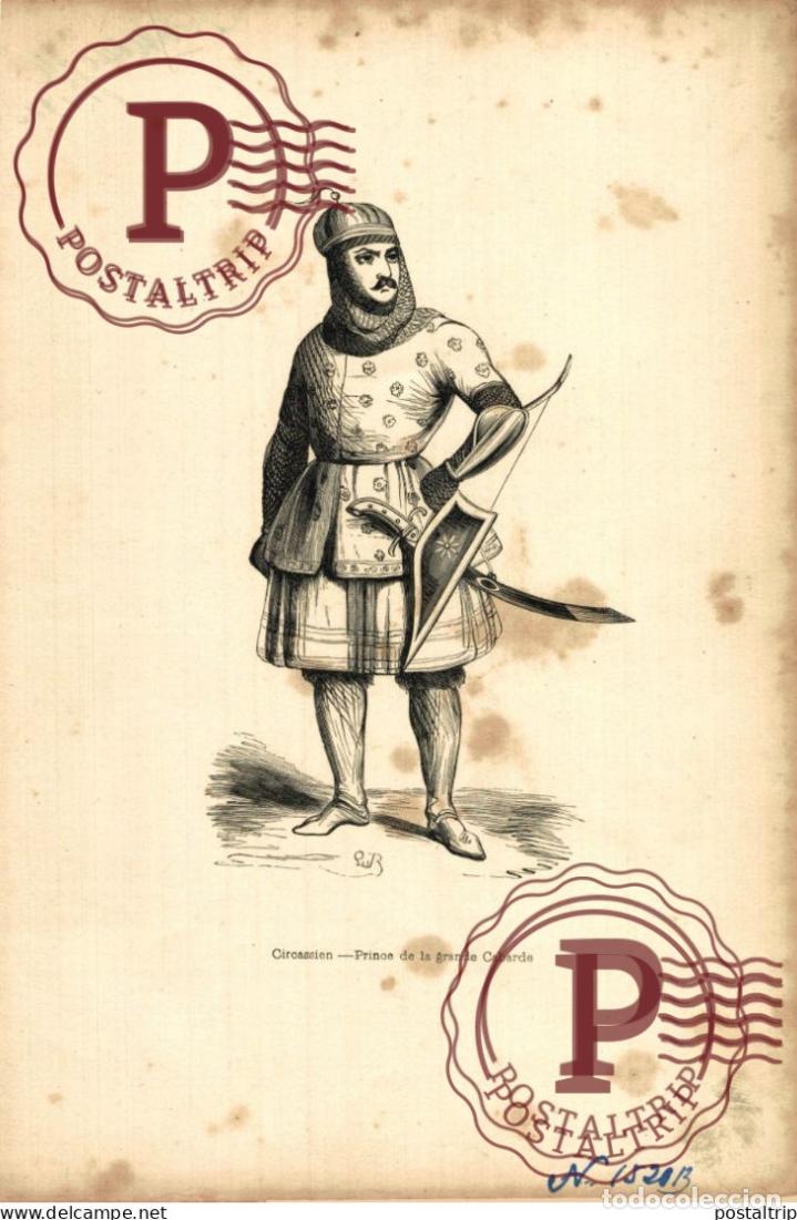Arte: KYRGYZ SOLDIER CIRCASSIEN PRINCE DE LA GRANDE CABARDE ASIE ASIA ASIEN GRAVURE BOIS 27*18CM Trachte