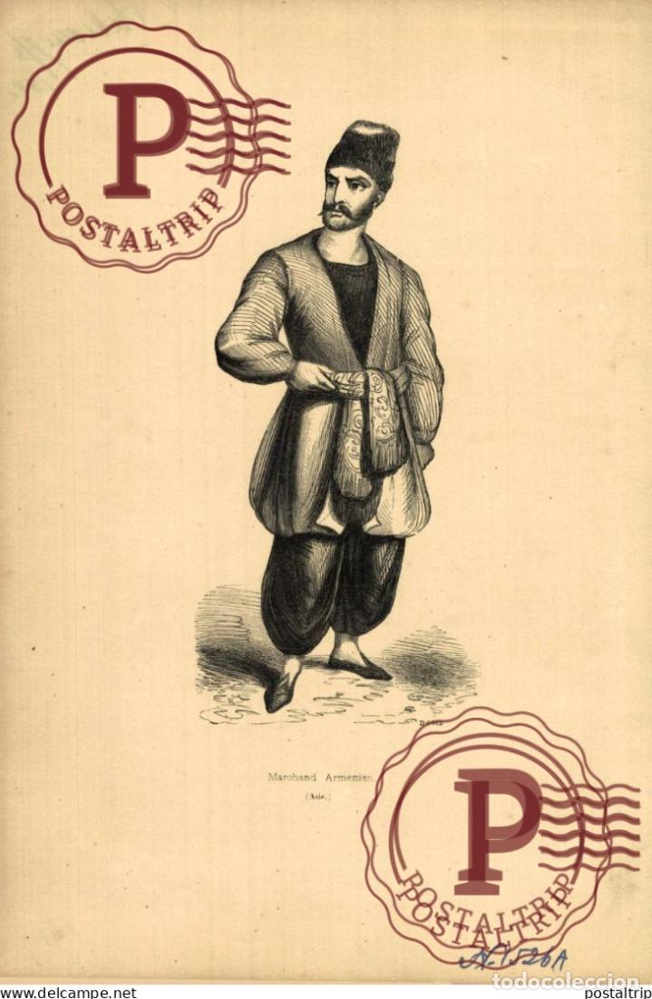 Arte: ARMENIA MARCHAND ARMENIEN DOMS ASIE ASIA ASIEN GRAVURE BOIS 27*18CM Trachten costumes ethnic