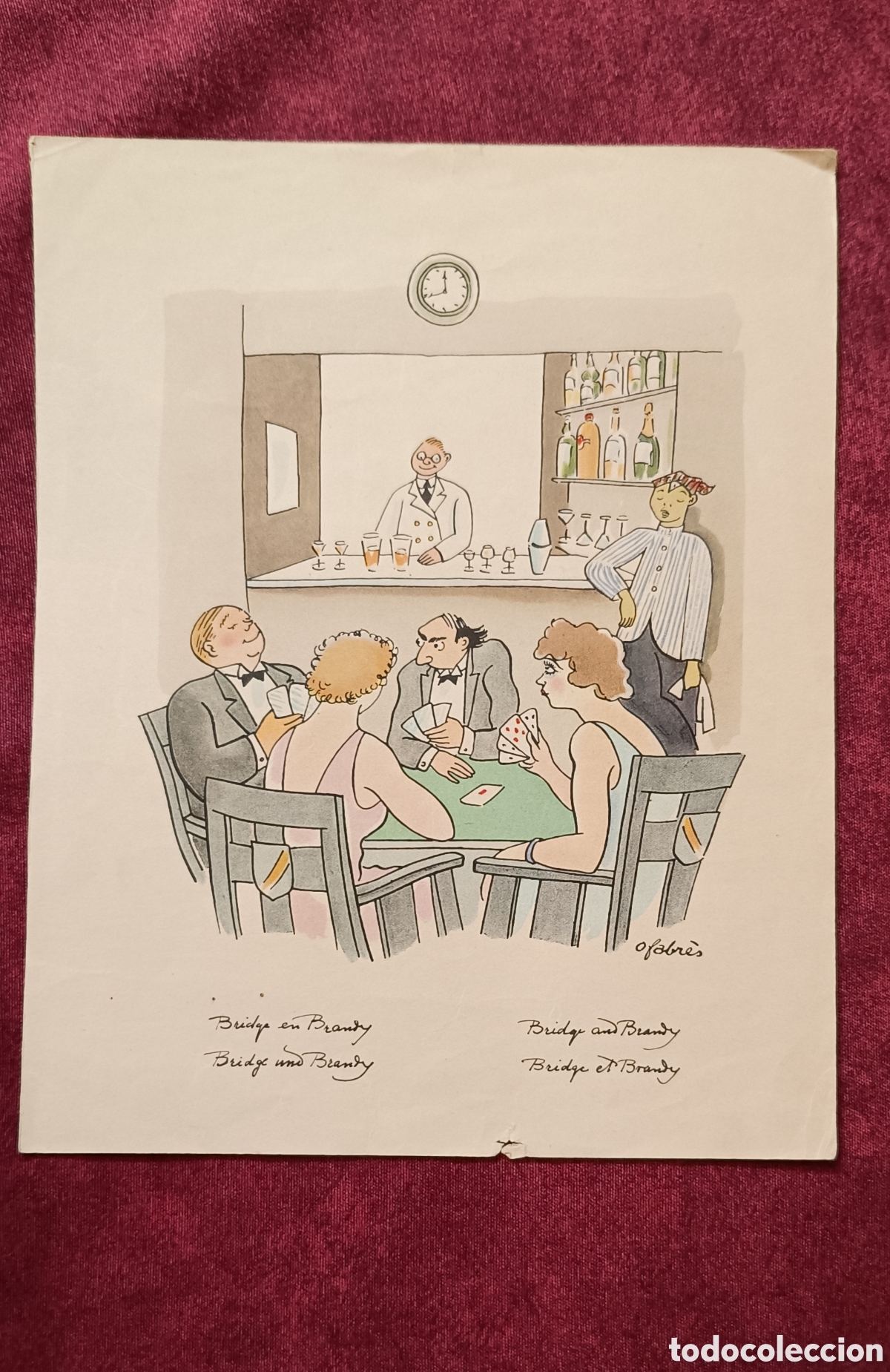 Arte: Lamina a dos caras con ilustraciones de &Oacute;scar Fabr&eacute;s. Primera mitad del siglo XX.