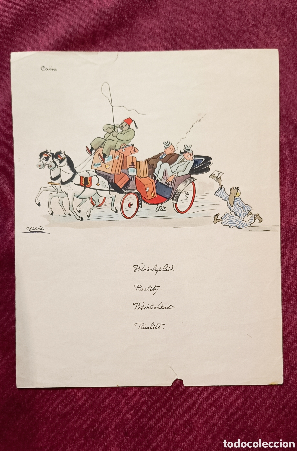 Arte: Lamina a dos caras con ilustraciones de &Oacute;scar Fabr&eacute;s. Primera mitad del siglo XX.