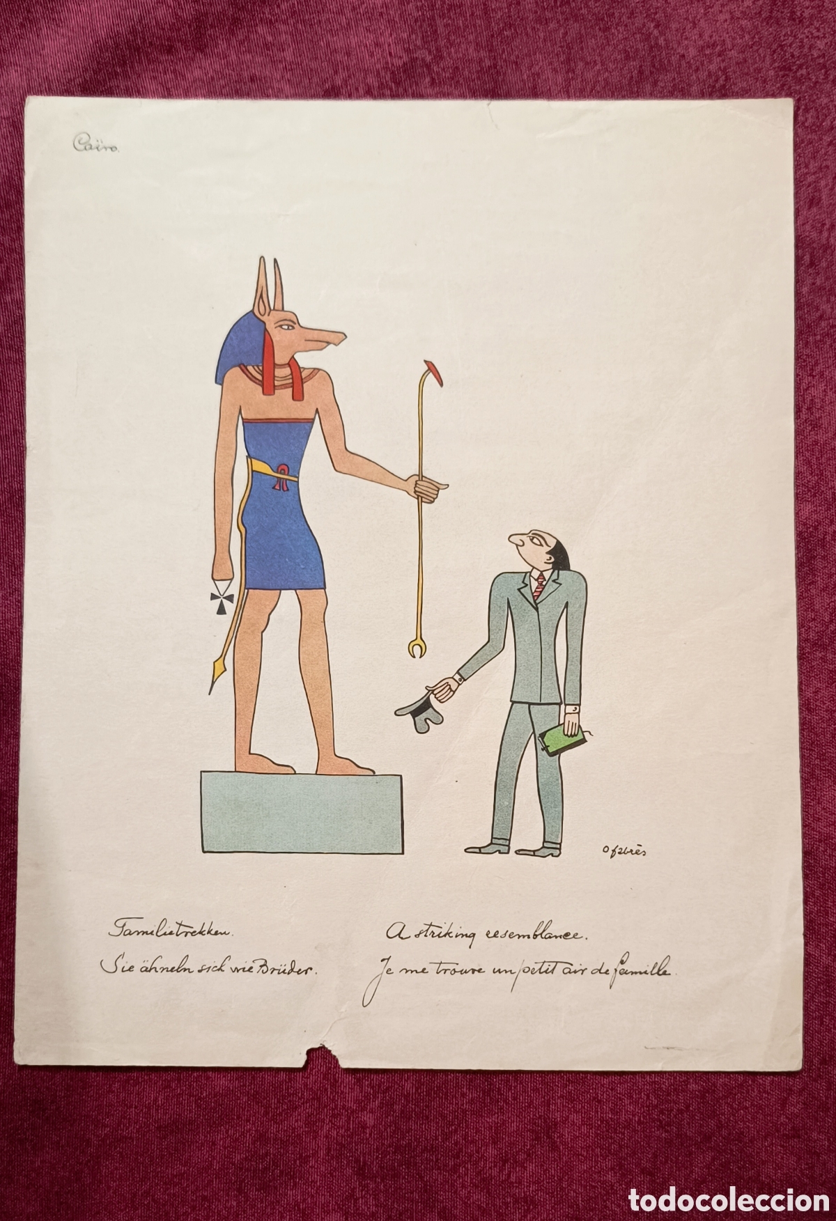 Arte: Lamina a dos caras con ilustraciones de &Oacute;scar Fabr&eacute;s. Primera mitad del siglo XX.