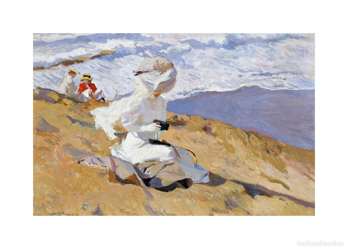 Arte: L&aacute;mina (42 x 30 cm) del cuadro Instant&aacute;nea, Biarritz, de Joaqu&iacute;n Sorolla. Tema: Pintura, Arte, Mar.