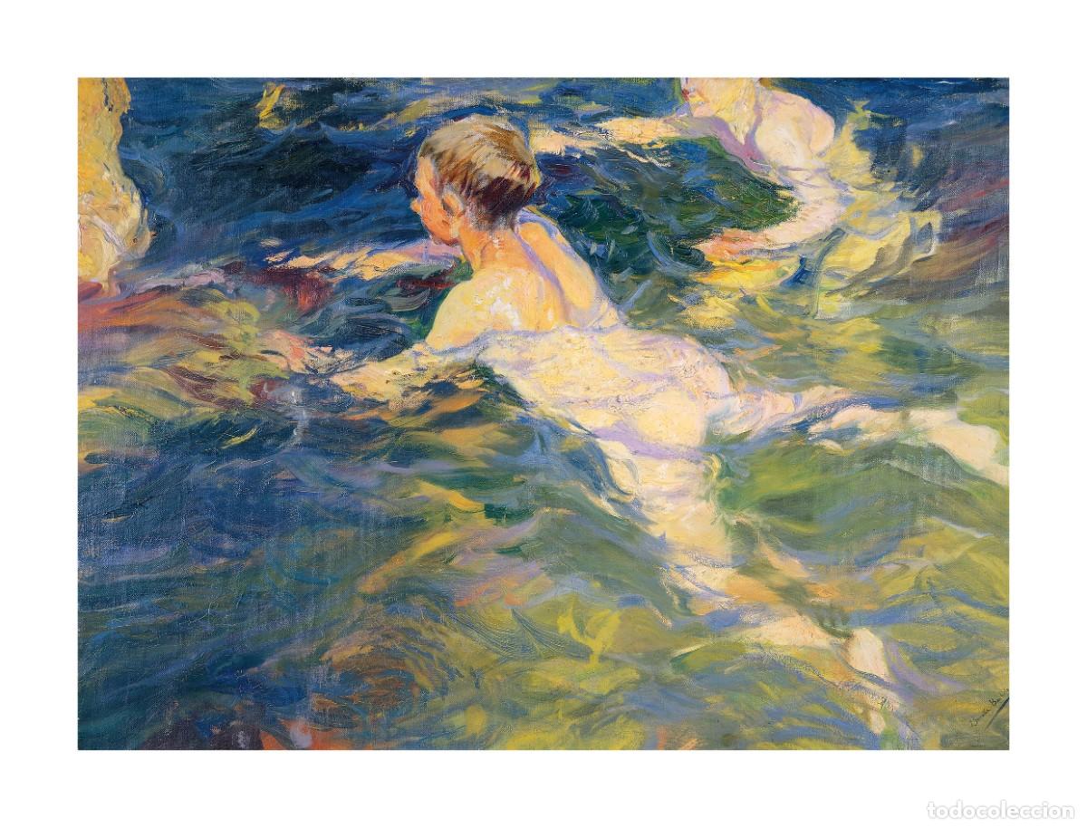 Arte: L&aacute;mina (42 x 32 cm) Nadadores, J&aacute;vea, de Joaqu&iacute;n Sorolla. Tema: Pintura, Arte, Mar.