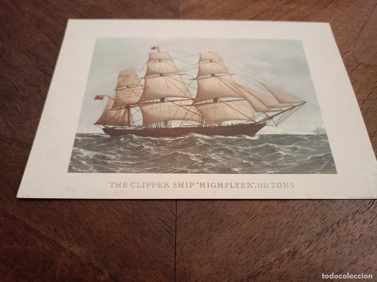 Arte: THE CLIPPER SHIP &rdquo;HIGHFLYER&rdquo;. L&aacute;mina peque&ntilde;a de barco de vela en color.