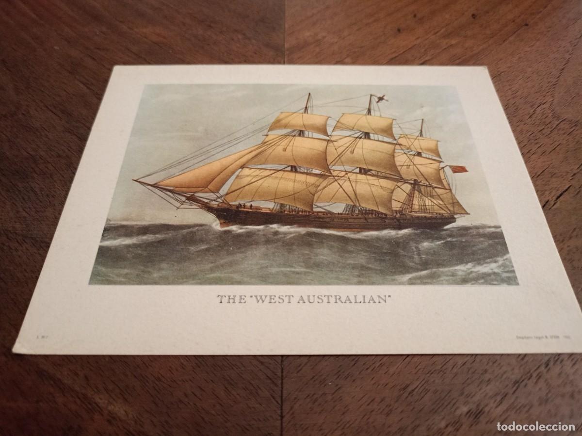 Arte: CLIPPER &rdquo; THE WEST AUSTRALIAN&rdquo;. L&aacute;mina de barco de vela en color. Peque&ntilde;o formato.