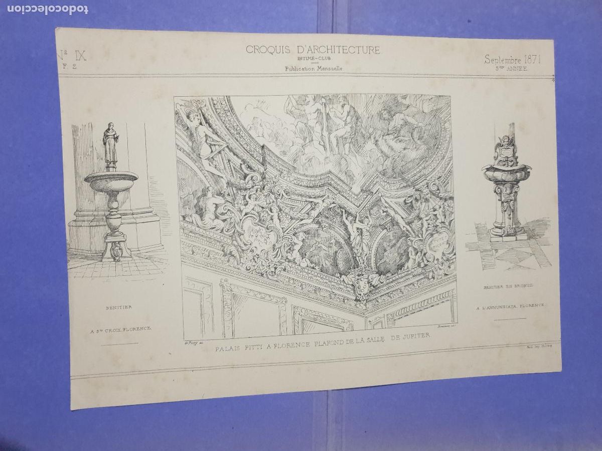 Arte: CROQUIS ARQUITECTONICO DE EPOCA.IMP.MONROC ,PARIS
