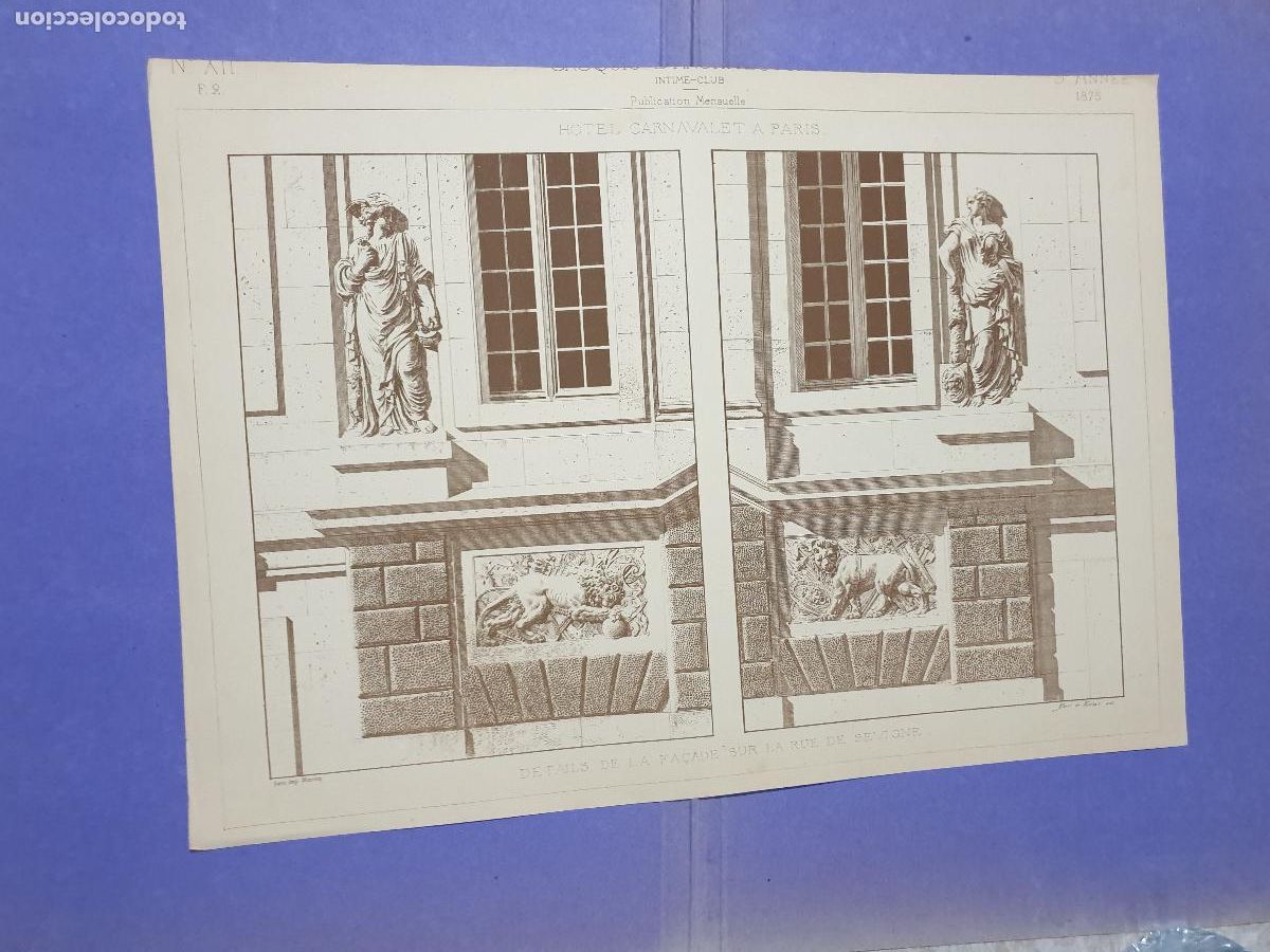 Arte: CROQUIS ARQUITECTONICO DE EPOCA.IMP.MONROC ,PARIS