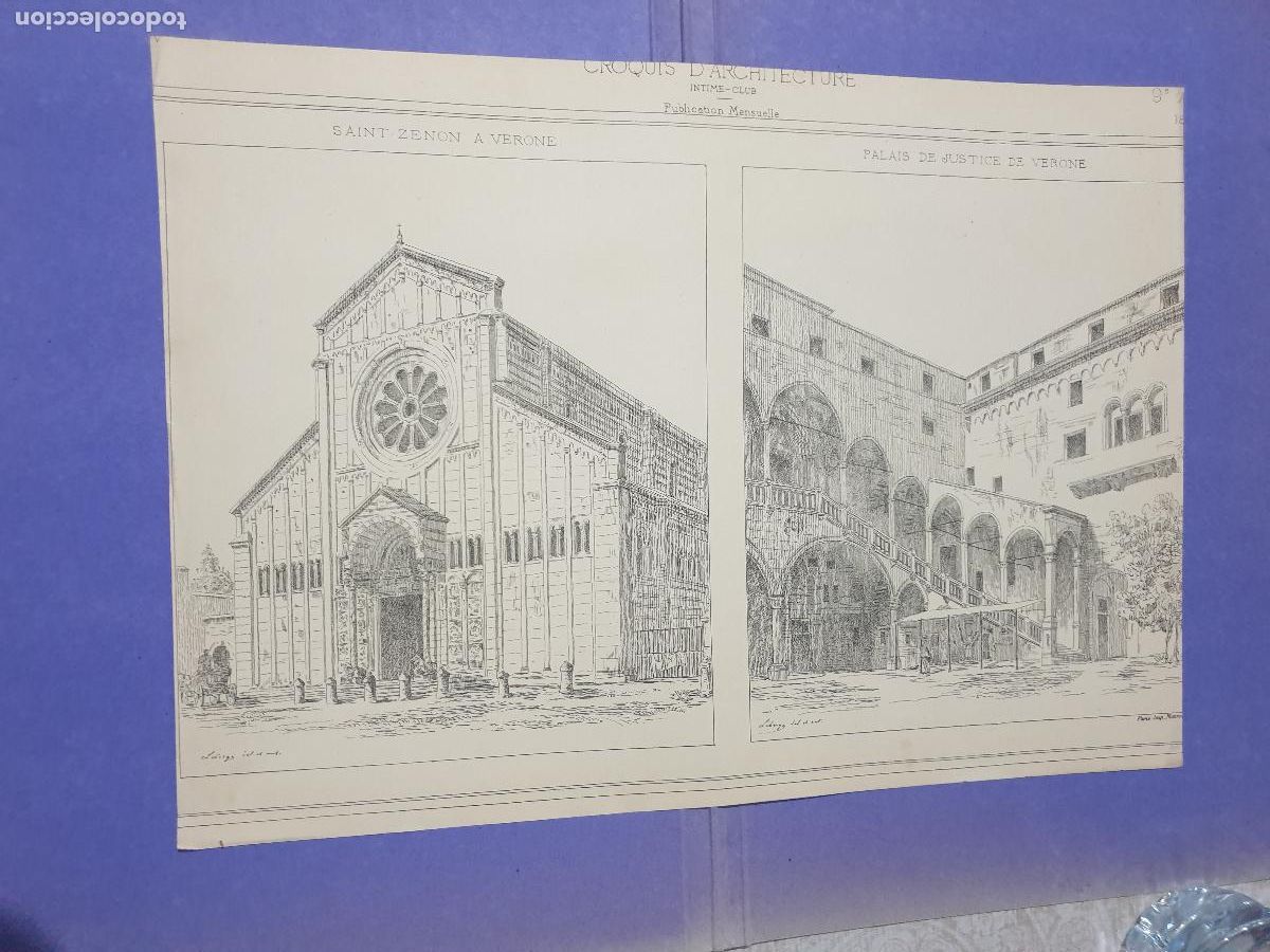 Arte: CROQUIS ARQUITECTONICO DE EPOCA.IMP.MONROC ,PARIS
