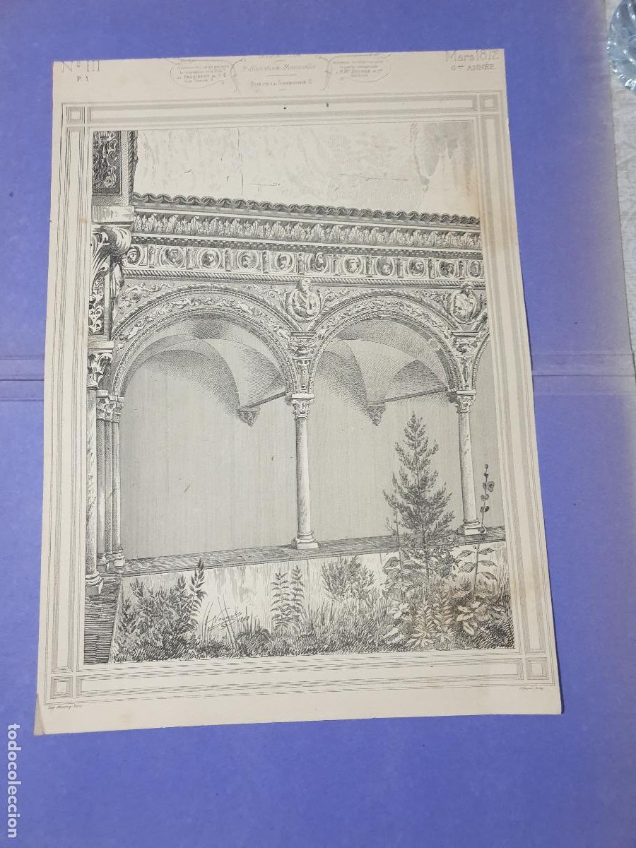 Arte: CROQUIS ARQUITECTONICO DE EPOCA.IMP.MONROC ,PARIS