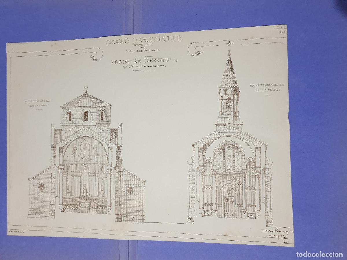 Arte: CROQUIS ARQUITECTONICO DE EPOCA.IMP.MONROC ,PARIS